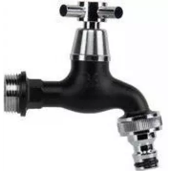 Bradas waterkraan 3/4 inch met kogelkraan, matzwart verchroomd messing, 1 stuk (GKK0T3434BK)