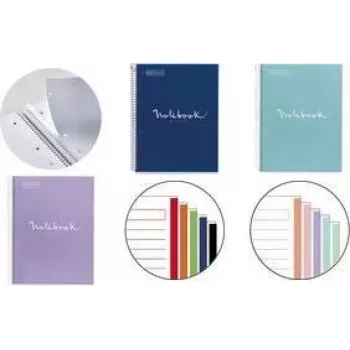 MIQUELRIUS Collegeblok notitieboek EMOTIONS, DIN A4, marine, geruit, 120 vel, 90 g/m², spiraalgebonden, geperforeerd, 4-voudig geperforeerd MR46063