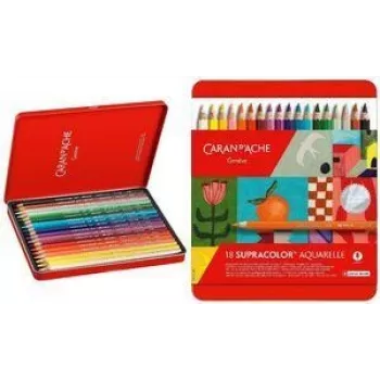 Caran d'Ache Supracolor Soft Special Edition aquarelpotloden, 18-delige set, diverse kleuren, metalen doos 3888.418