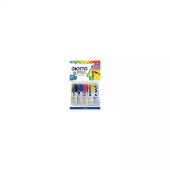 GIOTTO extra fijne gouacheverfdoos, 5 x 10 ml aluminiumtubes, diverse kleuren (wit, primair geel, primair rood, primair blauw, zwart) F65440000