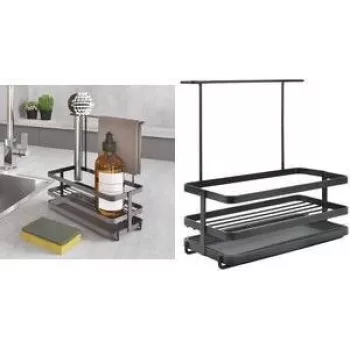 Metaltex Tokyo LAVA spoelbak-organizer, matzwart, metaal, roestbestendig, stootvast, 1 stuk 352902000