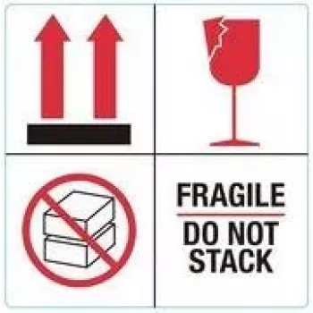 RILLPRINT 76930 FRAGILE / DO NOT STACK waarschuwingsetiketten, permanente lijm, papier, wit/rood/zwart, 100 x 50 mm, 500 etiketten per rol