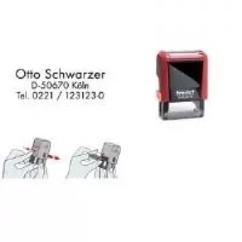 Trodat Printy 4910 4.0 automatische zelfinktende tekststempel, 3 regels, zwart 53536
