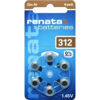 Renata ZA312 zink-lucht hoortoestelbatterij PR41 165 mAh 1,4 V 6-pack ZA312.DP6 0HG