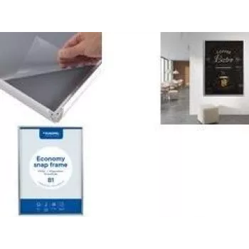 EUROPEL Economy posterframe DIN B1, 25 mm, zilver geanodiseerd aluminium, klapframe 355098