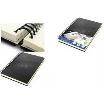 Kangaro Design spiraal schetsboek A5, 80 vel, 140 g/m², zuurvrij crèmewit papier, zwarte hardcover omslag K-5577