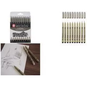 SAKURA Pigma Micron fineliner pennen set, 10 zwart, lijnbreedtes 0,15–0,70 mm, POXSDK10A