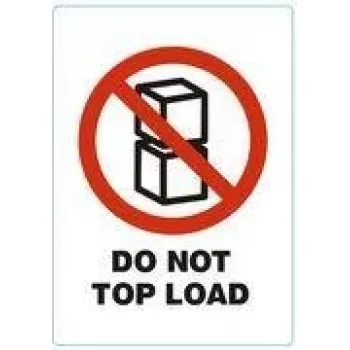 RILLPRINT DO NOT TOP LOAD permanent zelfklevende waarschuwingsetiketten, wit met rood/zwarte tekst, 74 x 105 mm, 500 etiketten per rol 76950
