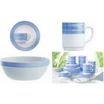 Esmeyer Arcoroc BRUSH serveerschaal set, 170 mm, blauw/wit, hardglas, vaatwasserbestendig, 6 delen (415-065)