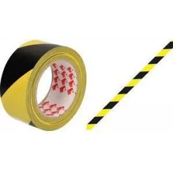 RAADHUIS vloermarkeerband, 50 mm x 33 m, zwart/geel PVC, 1 rol RD-351142-3