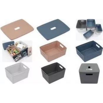 KANGARO opbergbox 20 L, polypropyleen, grijs, modern design met handgrepen, 1 stuk (K-670131)