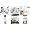 PentelArts permanent fineliner Pointliner 8-delige set, zwart, 0,03 mm tot 0,8 mm + penseel YS20P-8
