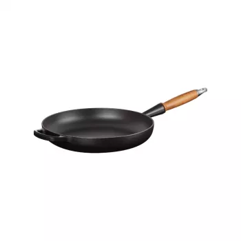 LE CREUSET gietijzeren koekenpan met houten handgreep Ø28cm matzwart