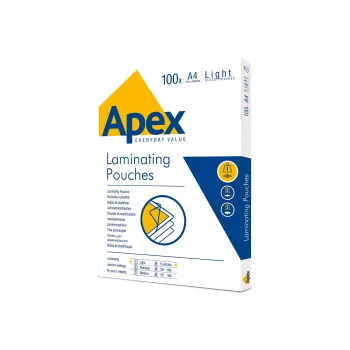 Fellowes Apex A4 lamineerhoezen voor licht gebruik, glanzend, 80 micron, 100 stuks
