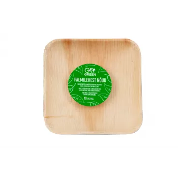GoGreen arecapalmblad borden 15x15 cm vierkant 10-pack natuurlijk wegwerp