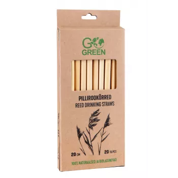 GoGreen composteerbare rietjes van riet 20 st. natuurlijke drinkrietjes