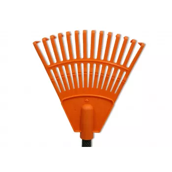 HORTUS kleine handhark met steel, oranje, 20 cm kop, 14 tanden