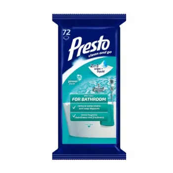 PRESTO vochtige doekjes voor de badkamer 72 stuks | antibacteriële reinigingsdoekjes