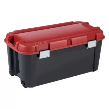 KETER DIY-box met deksel Totem 80L 79,5x39,5x37,1cm zwart/rood