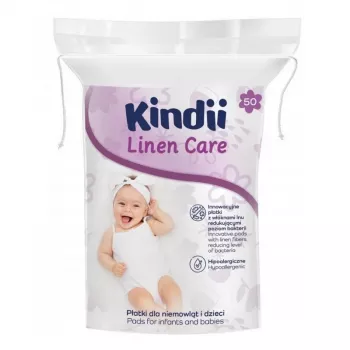 Kindii Linen Care wattenschijfjes voor baby's, hypoallergeen, dermatologisch getest, 50 stuks