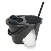 YORK 10L vloerreinigingsset met hevelpers en microvezel vlakke mop, grijs/rood