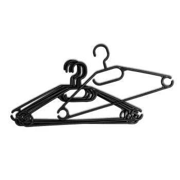 YORK kledinghangers 10 stuks | smalle antislip zwarte hangers met verchroomde draaihaken