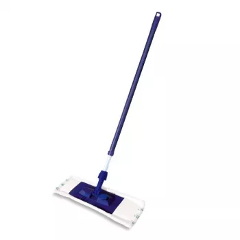 YORK Smart Flat Mop Brush 45x15 cm met telescopische steel 74-130 cm, microvezel, grijs/blauw