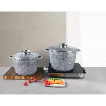 Zilner marmer pannenset 4-delig grijs ZL-7066
