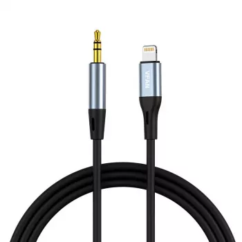 VIPFAN L05 Lightning naar 3,5 mm AUX audiokabel, 1 m, grijs