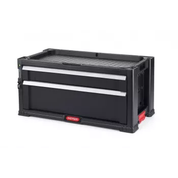 KETER DIY gereedschapskist met 2 laden, 56,2 x 28,9 x 26,2 cm, zwart/rood