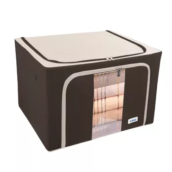 ORDINETT stoffen box L 50x40x32 cm assorti – opvouwbare opbergbox met deksel en handgrepen, 64 L