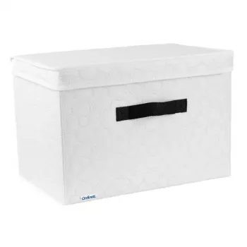 ORDINETT rechthoekige opbergbox van katoen 36x24x25 cm grijs