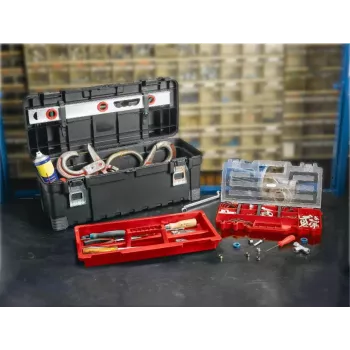 KETER DIY Hawk gereedschapskoffer 26 met organizer, 66 x 28,7 x 26,6 cm, zwart/rood