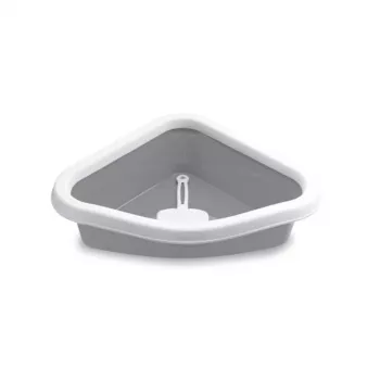 STEFANPLAST Sprint hoek-kattenbak 56x40x14 cm wit/grijs