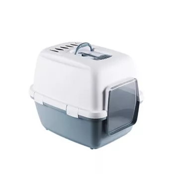 STEFANPLAST Cathy Comfort kattenbak met kap 58x45x48 cm wit/blauw