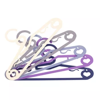 ORDINETT Cupid kunststof kleerhangers 5-pack, diverse kleuren, 42 x 21 cm, slank met broekbeugel