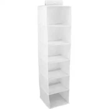 ORDINETT hangorganizer met 6 legplanken 30x30x120cm katoen grijs