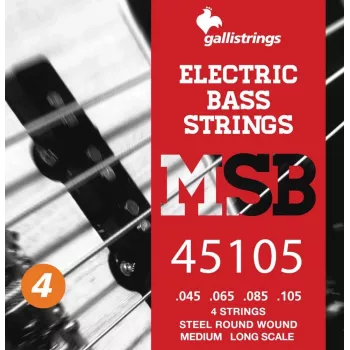 Galli MSB-45~105 S snaren voor 4-snarige elektrische basgitaar, vernikkeld staal, roundwound, .045-.105