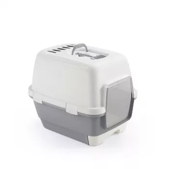 STEFANPLAST Cathy Clever & Smart kattenbak met kap, wit/grijs, 58x45x48 cm