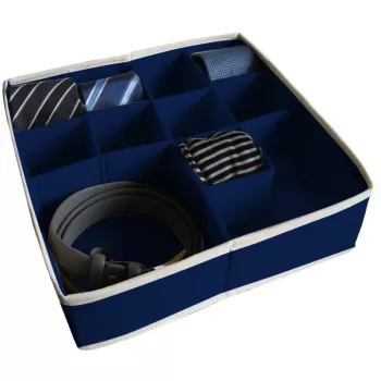 ORDINETT doos met vakken L 30,5x30,5x10 cm blauw