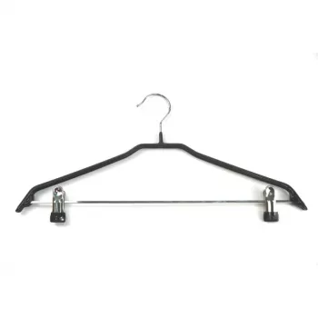 ORDINETT kledinghangers met clips 2 st. staal/vinyl antislip 44 cm zwart
