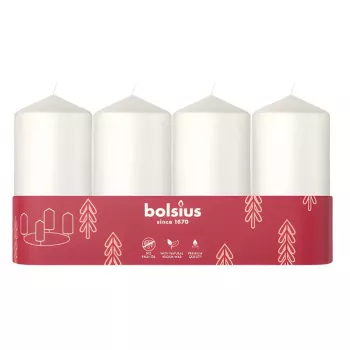 BOLSIUS kaars cilinder 4 stuks Ø100x48mm wit