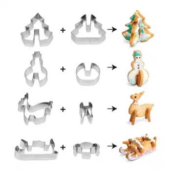 GUARDINI 3D peperkoek bakvormset met 4 vormen in een doos 21 x 12,5 x 2 cm