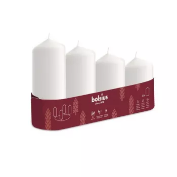 BOLSIUS kaarscilinders 4 stuks Ø120, 100, 80, 60x48mm wit