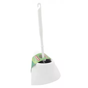 SAUBER toiletborstel met hoekhouder - gepolijst chroom, messing, vrijstaand