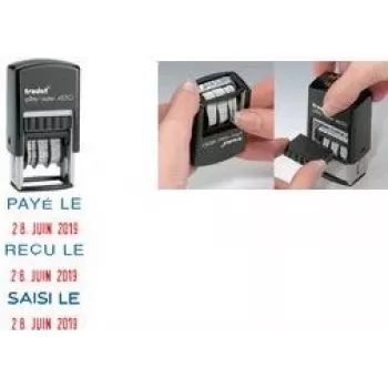 Trodat Printy Dater 4850L PAYÉ LE (FR) zelfinktende datumstempel, Frans, 24 x 24 mm, zwart 4850/L2