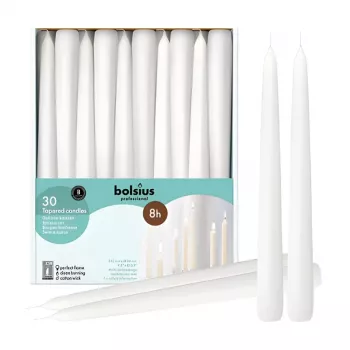 BOLSIUS Professionele tafelkaarsen wit 250/24mm 30-pack