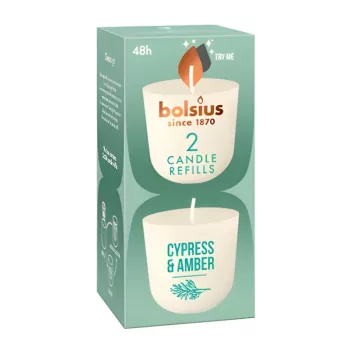 Bolsius CleanLight navulkaarsen 2 stuks cipres & amber