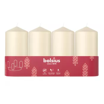 Bolsius Kaarscilinder 4 st. Ø100x48 mm, crème