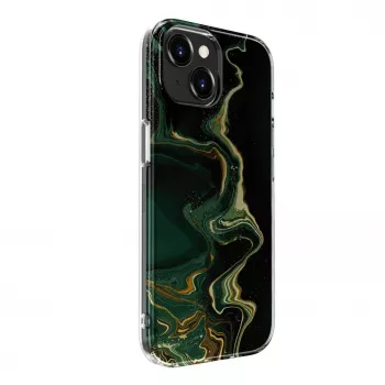 Evelatus Apple iPhone 15 PC marmer donkergroen hoesje